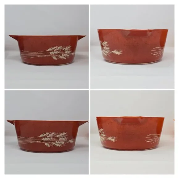 Vintage Pyrex Autumn Harvest Wheat Casserole Set 473-B 474-B 475-B - Picture 5 of 14